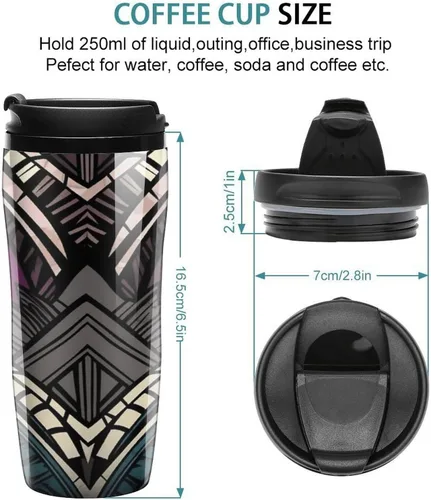 Vista 3 de Art Deco Geometric Pattern Coffee Cup Hot Coffee Travel Mug Reusable Iced Coffee Cups Double Heat Insulation Coffee Mug with Leak-Proof Lid Stylish