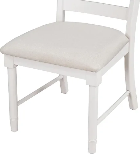 Vista 7 de Juego de mesa de comedor funcional retro de 5 piezas, mesa de comedor redonda extensible de madera y 4 sillas de comedor tapizadas para restaurante