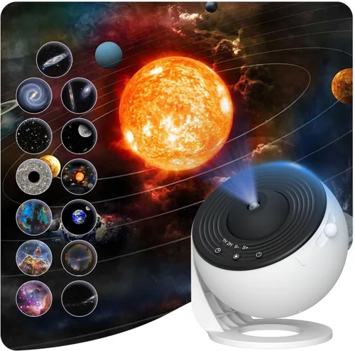 Vista 8 de Galaxy Projector for Bedroom,Planetarium Star Projector,Ultra Clear Galaxy Night Light with 4K Replaceable 13 Galaxy Discs 360 Degree Rotation Real