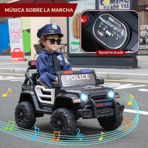 Vista 6 de TOBBI Coche de policía de 12 V con control remoto para que los niños