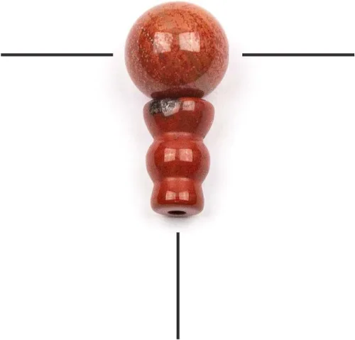 Vista 12 de Cherry Blossom Beads Piedra preciosa Mala Guru Bead – Turquesa africana – Tres agujeros 0.394 in redondo con torre de 0.276x0.394 in – Tres