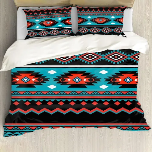 Vista 8 de ZFRXIGN Southwester - Juego de ropa de cama para mujeres y hombres, funda de edredón de estilo indio nativo americano, tamaño individual, 1 funda