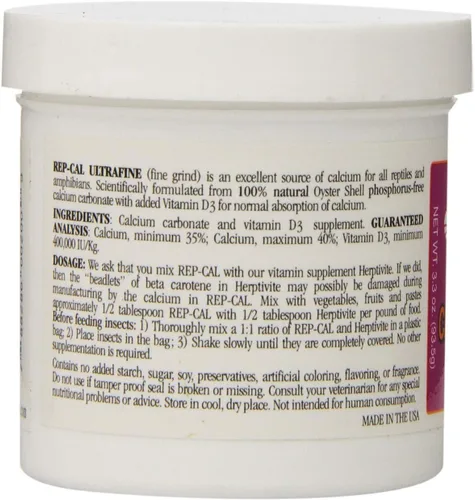 Vista 2 de Rep-Cal Calcio libre de fósforo con vitamina D3 - Polvo ultrafino 3.3 oz - Paquete de 2