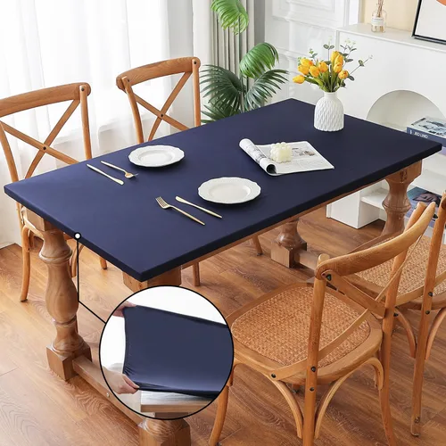 Vista 30 de Mantel redondo de elastano, suave y agradable a la piel, sin pelusas, funda de mesa de tela transpirable con banda elástica para comedor, reunión