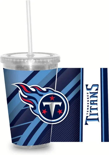 Vista 37 de Vaso transparente de fútbol NFL de 16 onzas con popote para fanáticos de la NFL