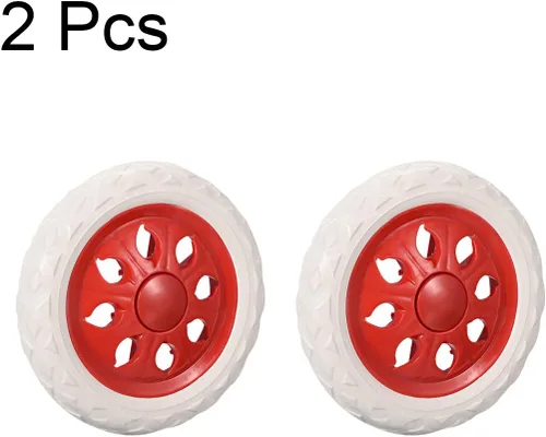 Vista 3 de uxcell Carrito de compras Rueda Reemplazo 6.5 Pulgadas Dia Goma Espuma Rojo 2pcs (Capacidad de Carga 22Lbs Cada uno)