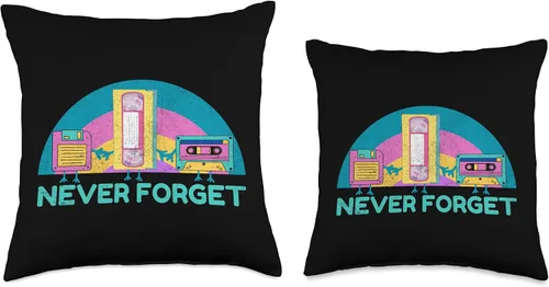 Vista 3 de Nunca olvide la almohada de tiro retro del disquete del casete de la cinta de los 90s 80s VHS