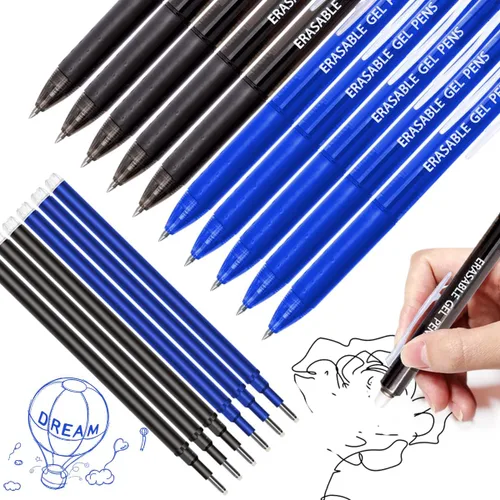 Vista 8 de Piochoo Bolígrafos borrables, 10 bolígrafos retráctiles de tinta de gel de colores surtidos, bolígrafos de punta fina de 0.028 in, bolígrafos