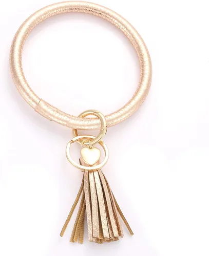 Vista 5 de Pulsera de cuero llavero con borla para mujeres y niñas