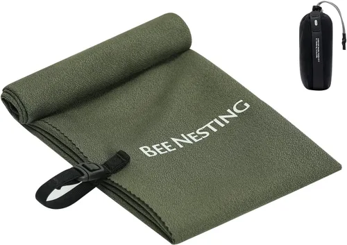 Vista 52 de Bee Nesting Toalla ultraligera de secado rápido – Paquete de 2 toallas de microfibra medianas y pequeñas con bolsillo compacto plegable para viajes