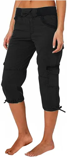 Vista 43 de Pantalones capri tipo cargo para mujer, ligeros, de secado rápido, atléticos, para verano, casuales, con bolsillos