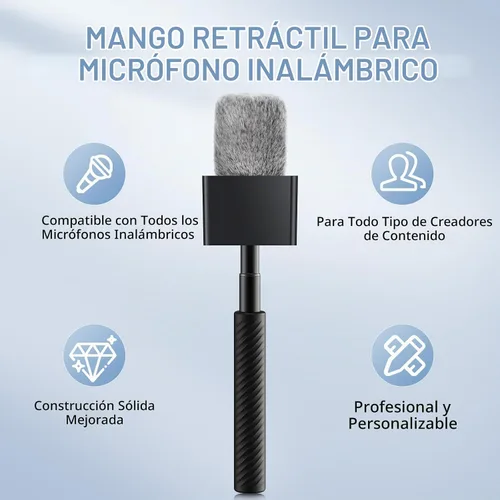 Vista 7 de TONOR Mango de micrófono inalámbrico compatible con DJI, RODE, Hollyland, soporte de micrófono de longitud ajustable para todos los micrófonos