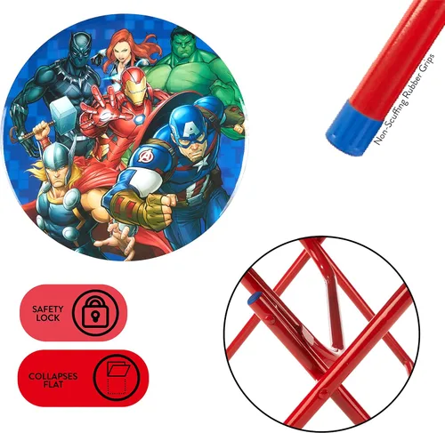 Vista 6 de Marvel Avengers - Juego de mesa y silla redonda plegable de 3 piezas, a partir de 3 años