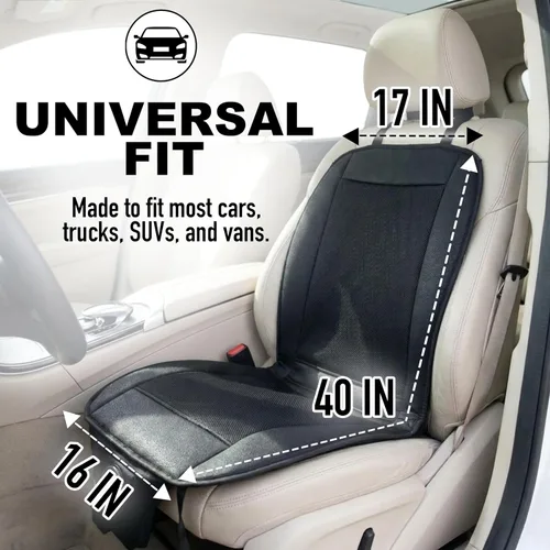 Vista 4 de ZONETECH Cojín de enfriamiento para asiento de auto 12V negro, temperatura ajustable, cómodo cubreasiento de auto