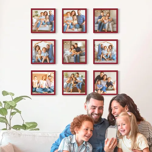 Vista 36 de Renditions Gallery Impresiones fotográficas personalizadas de 8 x 8 con marcos de fotos de madera real. Crea collage de fotos personalizado con Azul