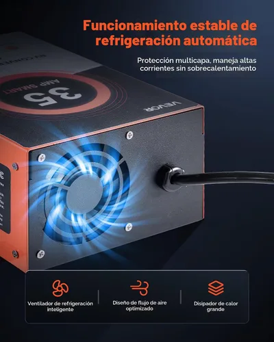 Vista 4 de VEVOR Convertidor de energía para RV, 35 Amp, Convertidor de 110V AC a 12V DC para RV, cargador de batería, carga inteligente de 4 etapas, rango
