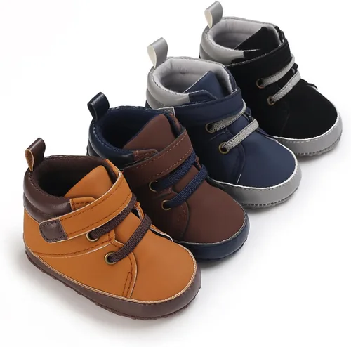 Vista 2 de SOFMUO Zapatos deportivos para bebés, niños y niñas, de piel sintética, antideslizantes, suela de goma suave, botines de vestir para niños pequeños