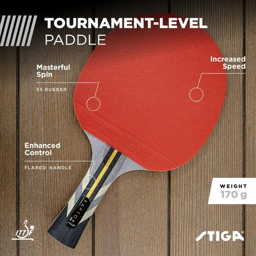 Vista 2 de STIGA Pro Carbon + Raptor Performance-Level Table Tennis Rackets with Carbon Technology for Tournament Play - 7-ply Blade with Flared Handles - 2mm