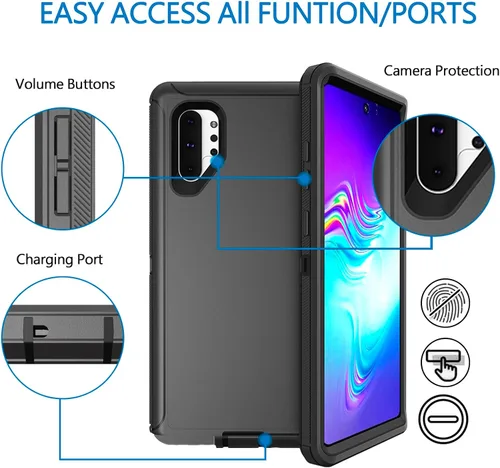 Vista 4 de Funda para Samsung Galaxy Note 10 5G, [grado militar] protectora a prueba de golpes, resistente funda de teléfono para Note 10 de 6.3 pulgadas