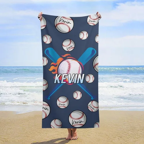 Vista 11 de Toalla de playa de béisbol personalizada con nombre, divertidas toallas de playa personalizadas de 67 memes para niños, toallas número seis siete