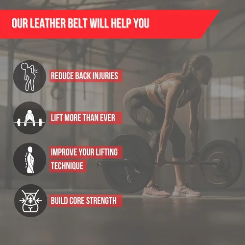 Vista 2 de Lift Tech Fitness Cinturón de levantamiento de pesas de 4 pulgadas, cinturón de entrenamiento de cuero para hombres y mujeres, cinturón de gimnasio