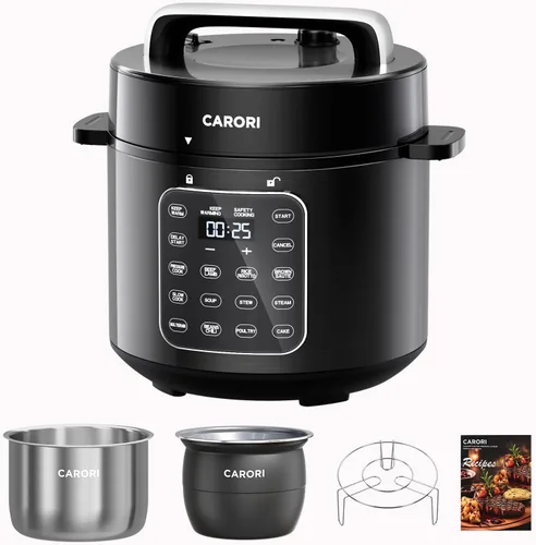 Vista 10 de CARORI Olla a presión eléctrica 9 en 1 de 6 cuartos, olla interior de acero inoxidable, cocina multifunción programable de 12 con diseño
