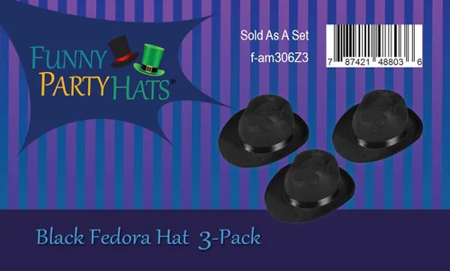 Vista 6 de Funny Party Hats - Sombreros negros de Gangster - Sombreros negros tipo Fedora - Sombreros de disfraz - Accesorios de disfraz