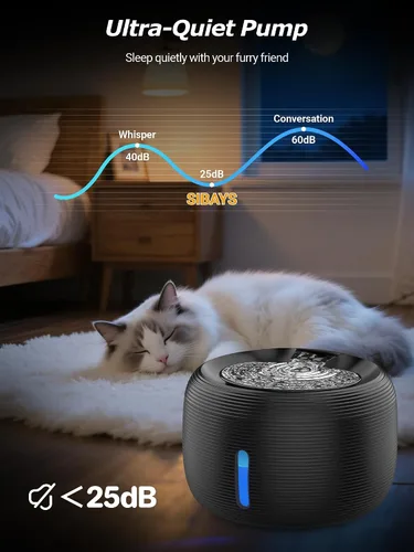 Vista 3 de SIBAYS Fuente de agua para gatos, fuente de agua para mascotas de gran capacidad de 3.5L/118 onzas, dispensador automático silencioso de agua