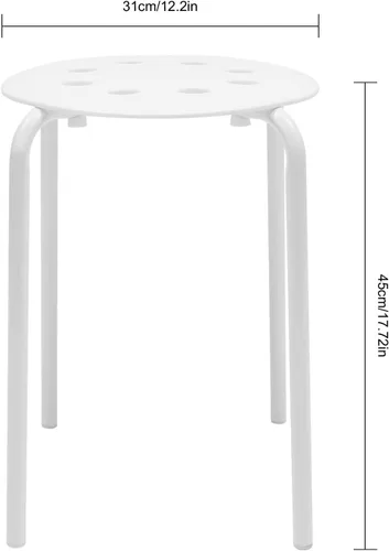 Vista 3 de 10 Pack Stackable Stools, 17" Plastic Round Stools Stacking Chairs, White Nesting Stool, Portable Multipurpose Stool Chairs Flexible Seating for
