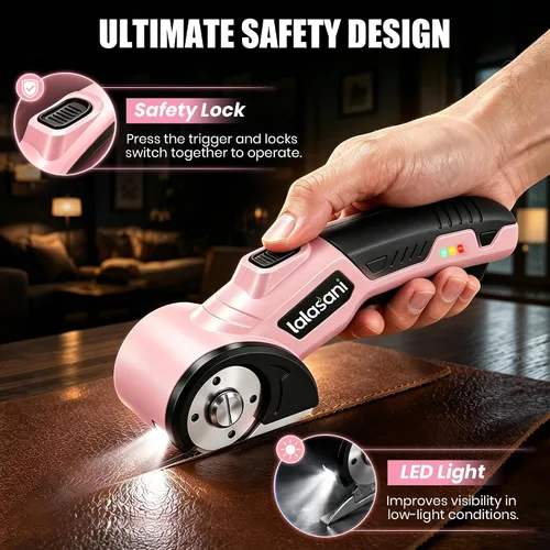 Vista 4 de Cortador de caja eléctrico inalámbrico para cartón, tijeras automáticas Rosa