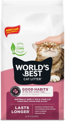 Vista 7 de LA MEJOR ARENA PARA GATOS DEL MUNDO Arena Good Habits para atraer gatos Atrayente natural a base de plantas Arena de maíz para gatos múltiples