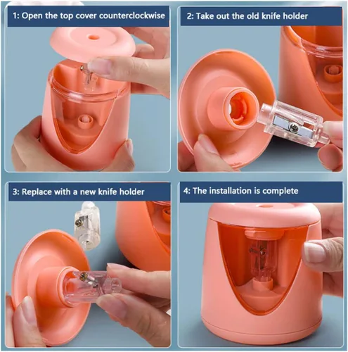 Vista 5 de JITEM Sacapuntas Sacapuntas eléctrico portátil con batería sacapuntas automático alimentado por USB para artistas, niños, estudiantes, adultos