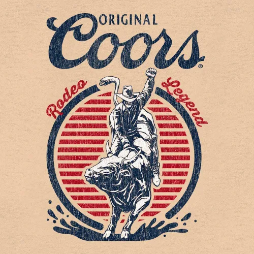 Vista 4 de Tee Luv Camisa original Coors Rodeo Legend con logotipo de cerveza de doble cara para hombre