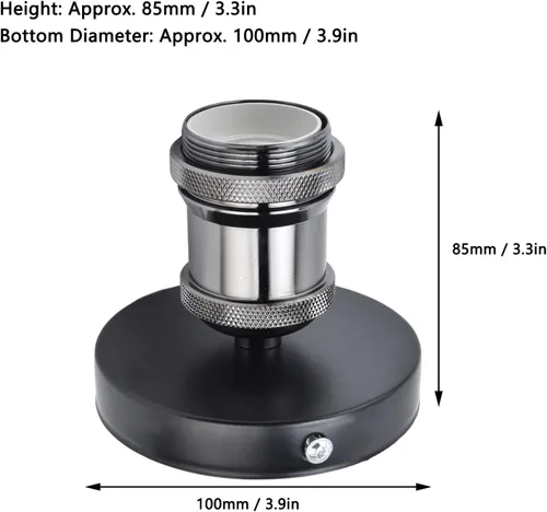 Vista 7 de Soporte de caja de salida de una pieza E26 E27 Base de porcelana Soporte de lámpara de iluminación con parte superior con cable para cocina, Negro
