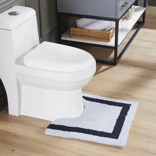Vista 7 de Better Trends - Alfombra de baño 100% algodón reversible, altamente absorbente y lavable a máquina, suave, tapete de ducha para piso de baño