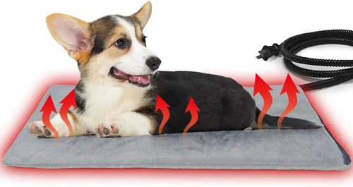 Vista 8 de Almohadilla térmica para mascotas para gatos y perros pequeños, cama climatizada para gatos, control automático de temperatura, almohadillas