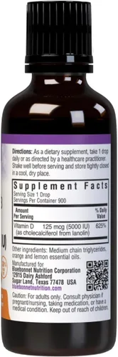 Vista 2 de Bluebonnet Nutrition - Gotas de vitamina D3 líquida de 5000 UI, ayuda en el crecimiento muscular y esquelético, D3, sin OMG, sin gluten, sin soja