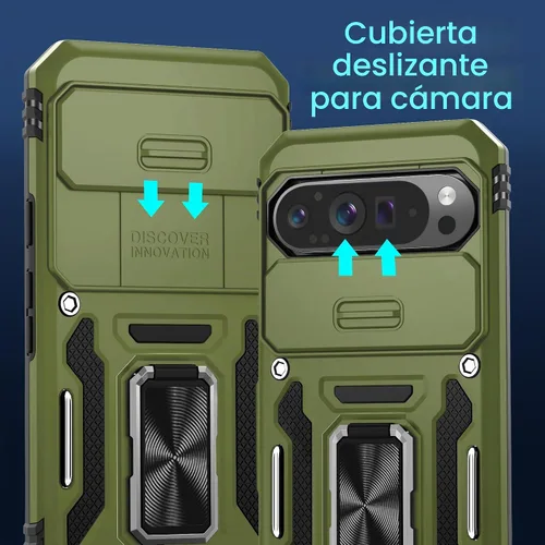 Vista 2 de DEERLAMN Funda para Google Pixel 10 Pro XL con cubierta deslizante para cámara + protector de pantalla (1 unidad), anillo giratorio con soporte