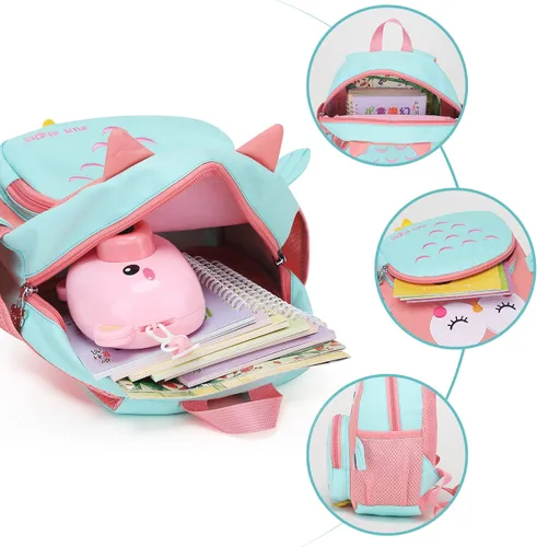 Vista 4 de Reqinqin Toddler Backpack for Girls 3D Animal Cartoon Owl School Travel Kids Backpack For Baby Girl Boy 1-5 Years Waterproof Mini Backpack for
