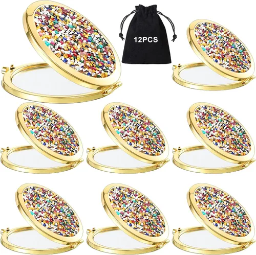 Vista 11 de Cindeer 12 Piezas Espejo Compacto Pequeño Plegable Espejo de Bolsillo Redondo de Maquillaje de Mano Espejo Cosmético de Aumento con Rincón
