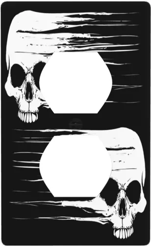 Vista 8 de Cubierta de placa de interruptor de luz doble basculante de esqueleto de calavera blanca y negra para decoración de pared para el hogar, dormitorio