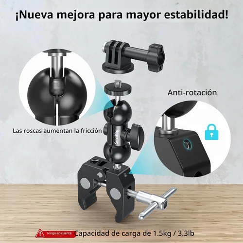 Vista 3 de SMALLRIG Super Clamp Mount 2 unidades, brazo mágico de doble cabeza de bola para cámara