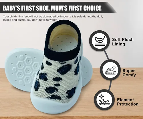 Vista 5 de Zapatos de bebé para niños y niñas, zapatos de primera caminata, antideslizantes, suela suave, zapatos de calcetín para bebés