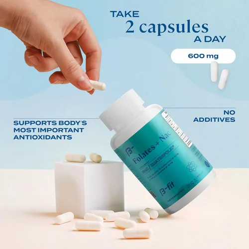Vista 6 de B-FIT B NAC + Just Inositol - Suplemento de N-acetil cisteína - 60 cápsulas - 600 mg por cápsula - Suplemento de mio-inositol y D-Chiro Inositol