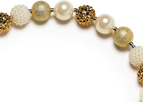 Vista 7 de vcmart Juego de collar y pulsera de cuentas de chicle grueso dorado para niñas como regalo, Plástico