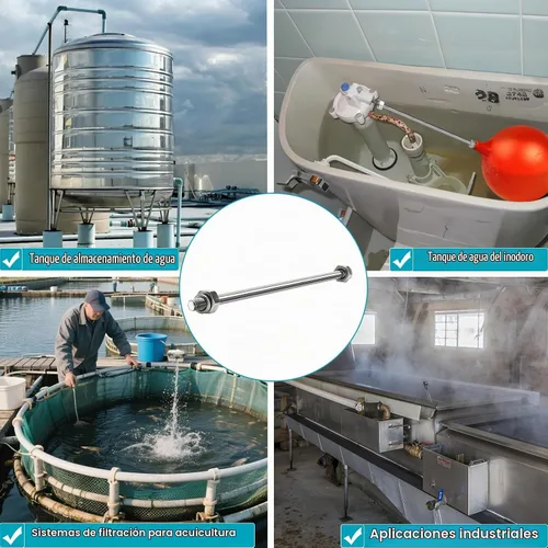 Vista 6 de Varilla de acero inoxidable de 6 pulgadas para válvula de flotador, diámetro de 1/5 pulgadas con roscas de 1/4 a 20, compatible con válvulas