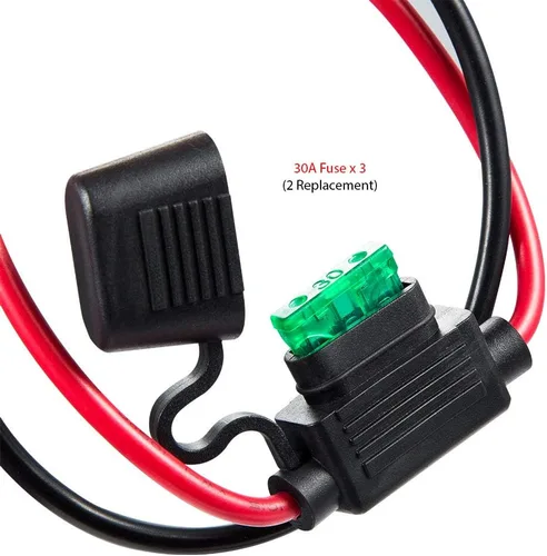 Vista 3 de Terminal de ojal de anillo de 3/8 pulgadas a enchufe de encendedor de cigarrillos hembra Cable de refuerzo de batería de servicio pesado Fusible 30A