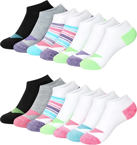 Vista 7 de Hanes Calcetines para niñas, calcetines frescos y cómodos que absorben la humedad, tobillo y no se ve, Ez Sort, paquete múltiple
