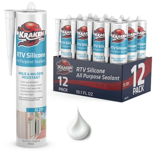 Vista 38 de Kraken Bond Sellador de silicona negro resistente al agua Cartucho de 100 a 10 onzas líquidas, RTV silicona para calafatear cocina y baño, todo uso