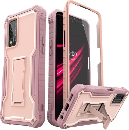 Vista 9 de ExoGuard Funda para T-Mobile REVVL V Plus 5G, funda de goma a prueba de golpes de cuerpo completo, protector de pantalla integrado y soporte Verde